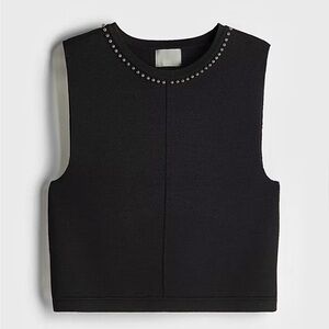 H&M NWT black sleeveless knit stretchy top, silver stud embellished studded top